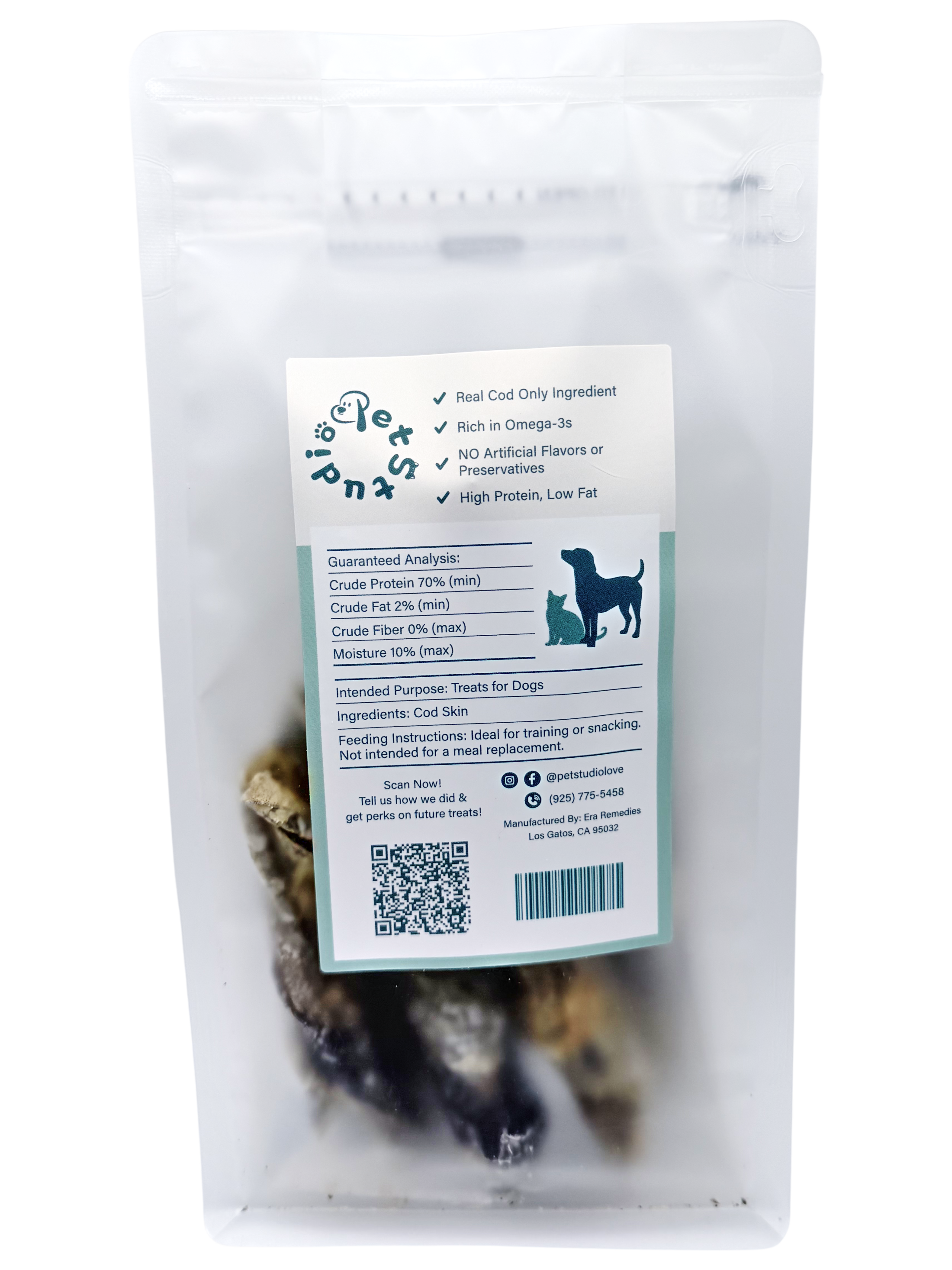 Cod Skins - 100% Single Ingredient Omega-3 Dog Treats (3 oz)