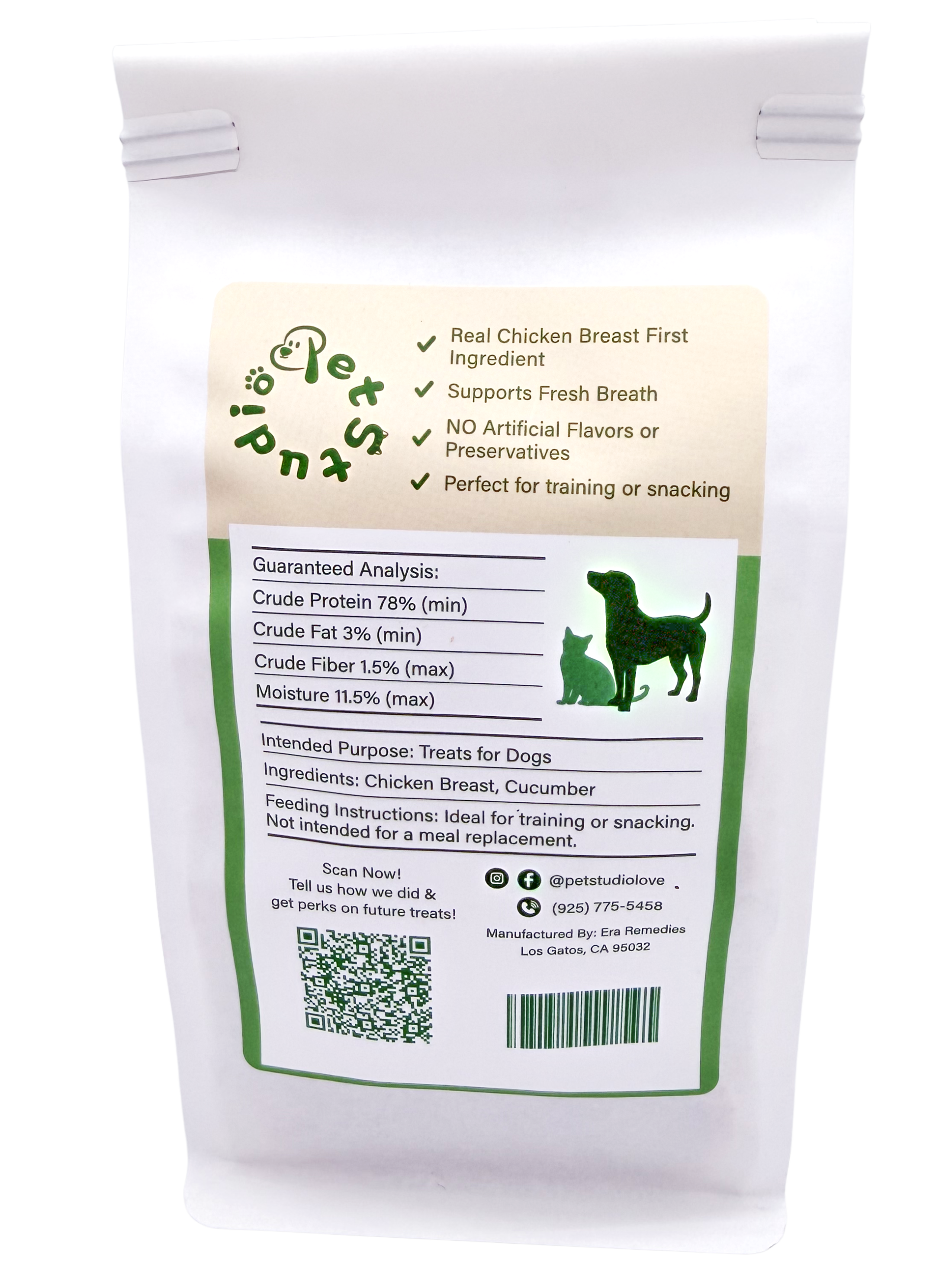 Cucumber Cluck Crackers - Chicken & Cucumber Breath-Freshening Dog Treats (3.5 oz)