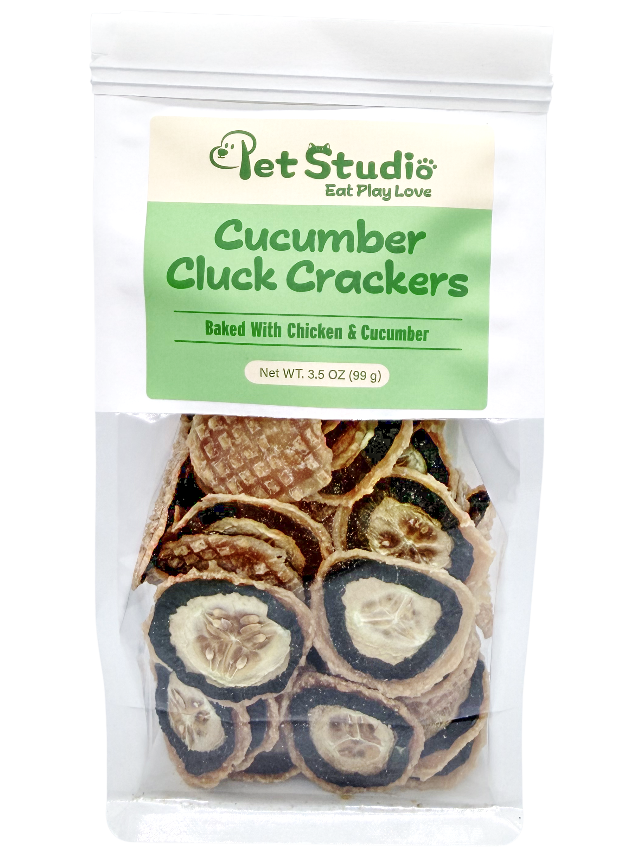 Cucumber Cluck Crackers - Chicken & Cucumber Breath-Freshening Dog Treats (3.5 oz)