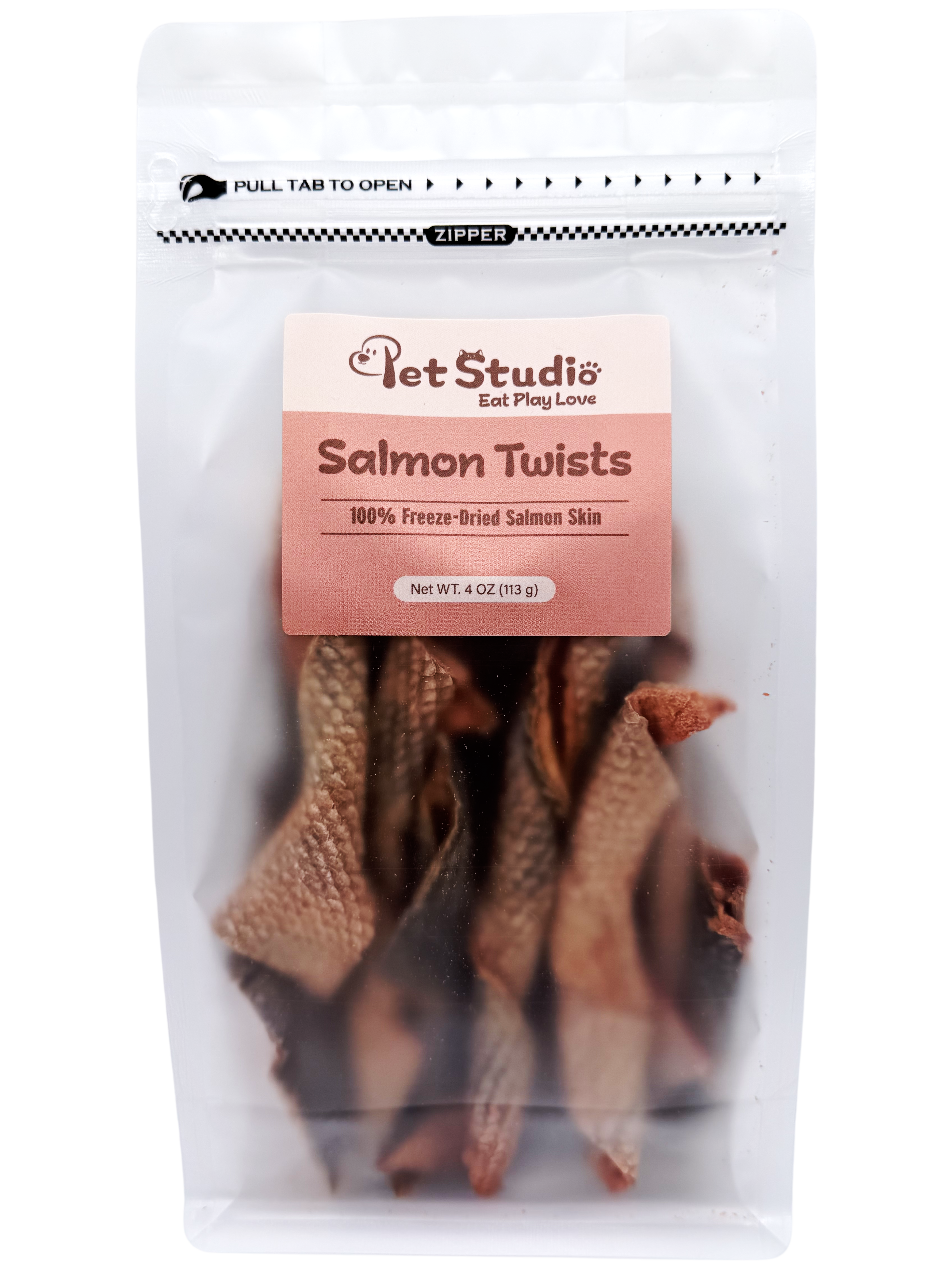 Wild-Caught Sockeye Salmon Twists - Single Ingredient Omega-3 Dog Treats (4 oz)