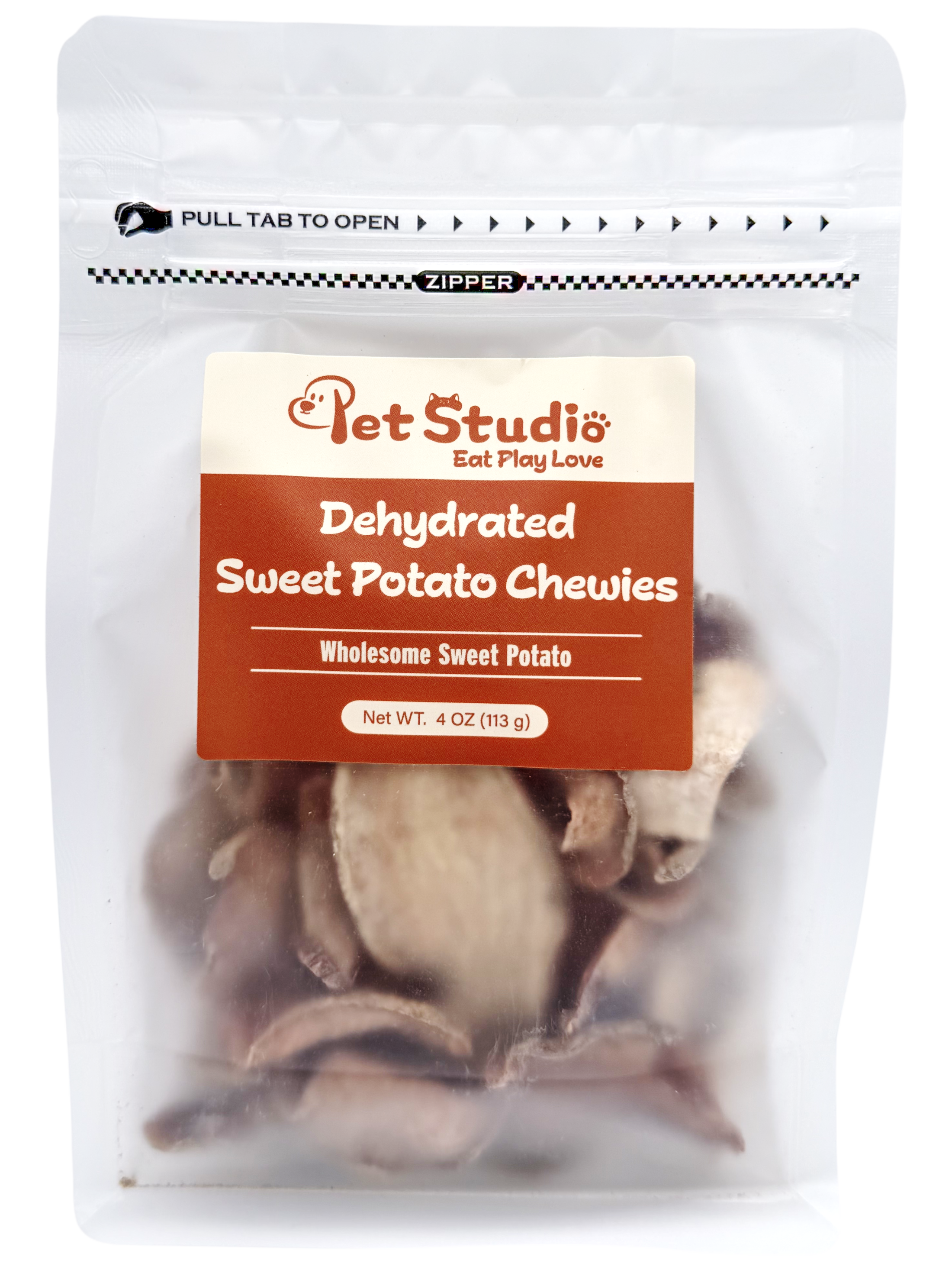 Dehydrated Sweet Potato Chewies — 100% Sweet Potato Dog Treats | Single Ingredient (4 oz)